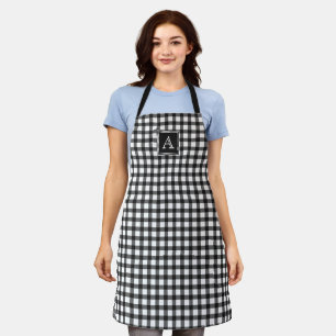 Schwarz-weiß Gingham Kariertes Schachbrett Modern Schürze
