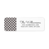 Schwarz-weiß Gingham Karo Custom Rücksendeadresse (Vorne)