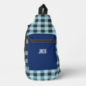 Schwarz-Weiß-Gingham-Karo-Monogramm  Crossbody Bag (Vorderseite)