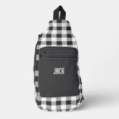 Schwarz-Weiß-Gingham-Karo-Monogramm Crossbody Bag (Vorderseite)
