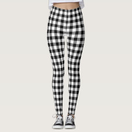 Schwarz-Weiß-Gingham-Karo-Muster Leggings