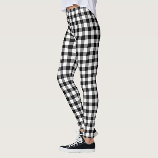 Schwarz-Weiß-Gingham-Karo-Muster Leggings (Links)