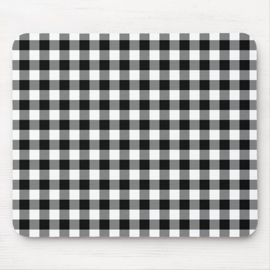 Schwarz-Weiß-Gingham-Karo-Muster Mousepad (Vorne)