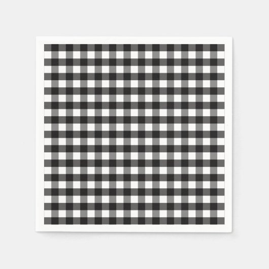 Schwarz-weiß Gingham Karo Pattern Serviette (Vorderseite)