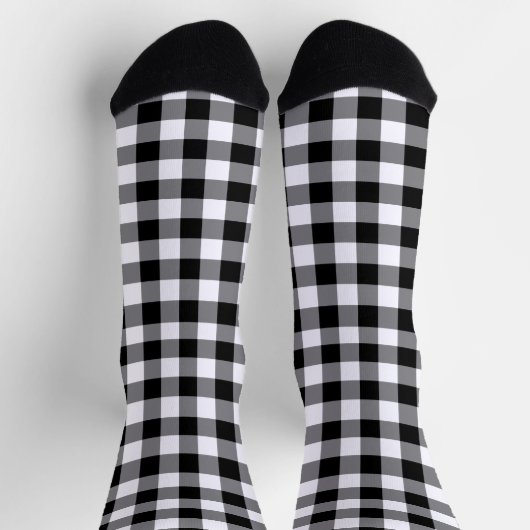 Schwarz-weiß Gingham Karo Pattern Socken (Oben)
