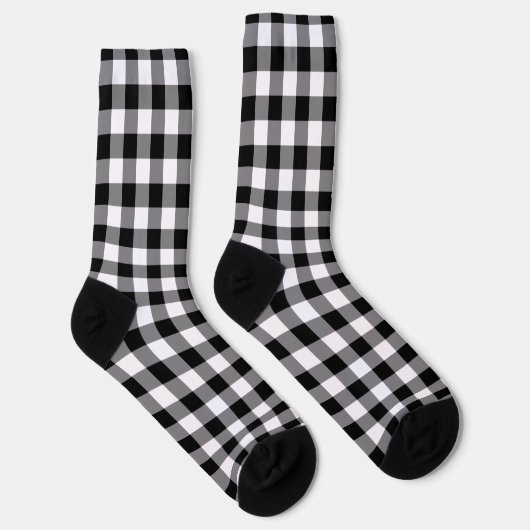 Schwarz-weiß Gingham Karo Pattern Socken (Rechts)