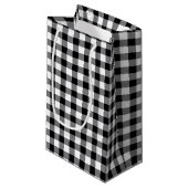 Schwarz-Weiß-Gingham Kleine Geschenktüte (Vorderseite Schrägansicht)