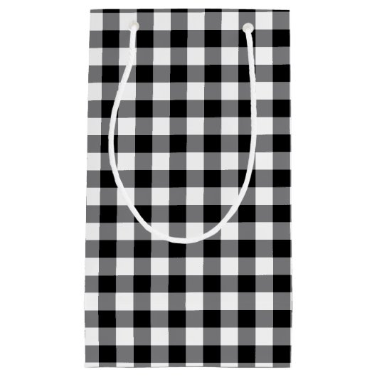 Schwarz-Weiß-Gingham Kleine Geschenktüte (Vorderseite)