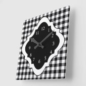Schwarz-Weiß-Gingham-Land Quadratische Wanduhr (Winkel)