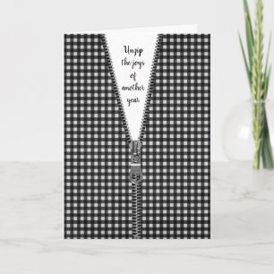 Schwarz-Weiß-Gingham mit Zipper zum Geburtstag Karte