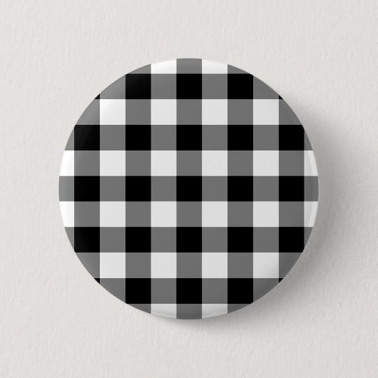 Schwarz-Weiß-Gingham-Muster Button (Vorderseite)
