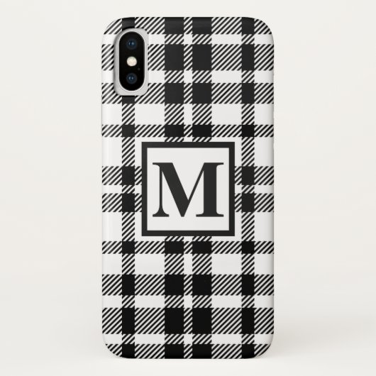 Schwarz-Weiß Gingham-Muster Case-Mate iPhone Hülle (Rückseite)