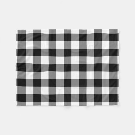 Schwarz-Weiß-Gingham-Muster Fleece Blanket (Vorderseite (Horizontal))