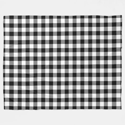 Schwarz-Weiß Gingham-Muster Fleecedecke (Vorderseite (Horizontal))