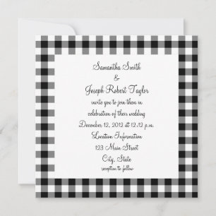 Schwarz-Weiß-Gingham-Muster Hochzeit Einladung