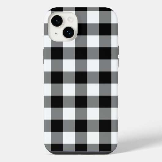 Schwarz-Weiß-Gingham-Muster iPhone Hülle (Rückseite)