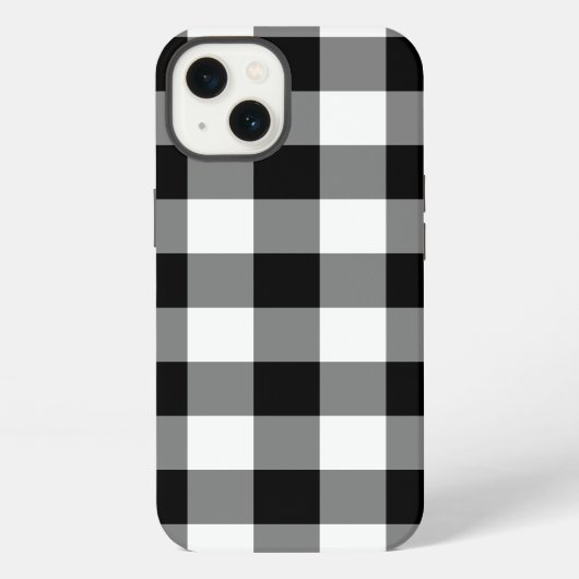 Schwarz-Weiß Gingham-Muster iPhone Hülle (Rückseite)