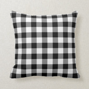 Schwarz-Weiß Gingham-Muster Kissen