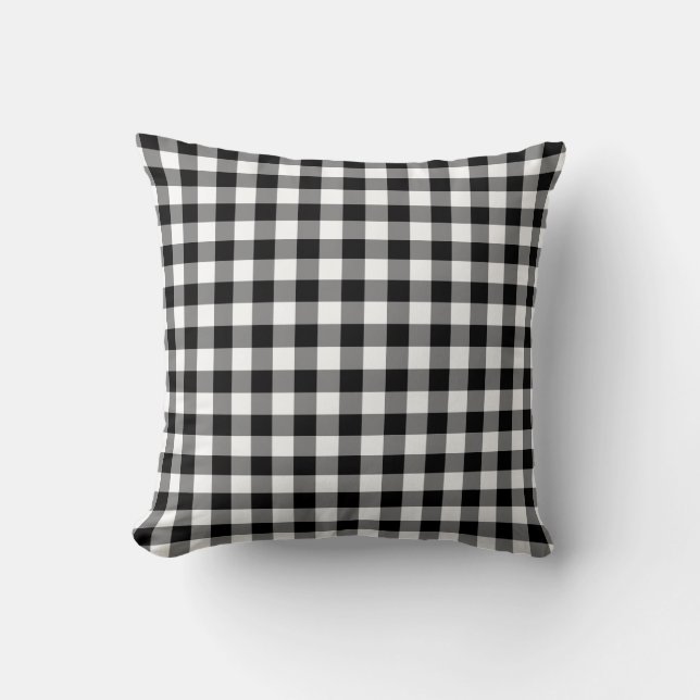 Schwarz-Weiß-Gingham-Muster Kissen (Vorderseite)