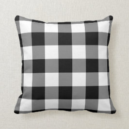 Schwarz-Weiß-Gingham-Muster Kissen