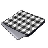 Schwarz-Weiß Gingham-Muster Laptopschutzhülle (Vorne Knopf)