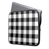 Schwarz-Weiß Gingham-Muster Laptopschutzhülle (Vorderseite Links)