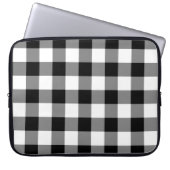 Schwarz-Weiß Gingham-Muster Laptopschutzhülle (Vorderseite)