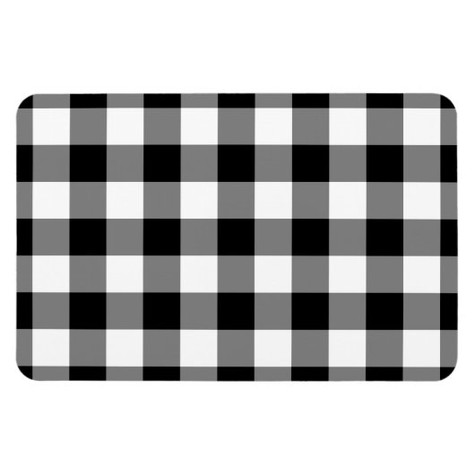 Schwarz-Weiß Gingham-Muster Magnet (Horizontal)