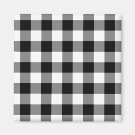 Schwarz-Weiß Gingham-Muster Magnet