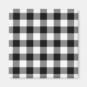 Schwarz-Weiß Gingham-Muster Magnet