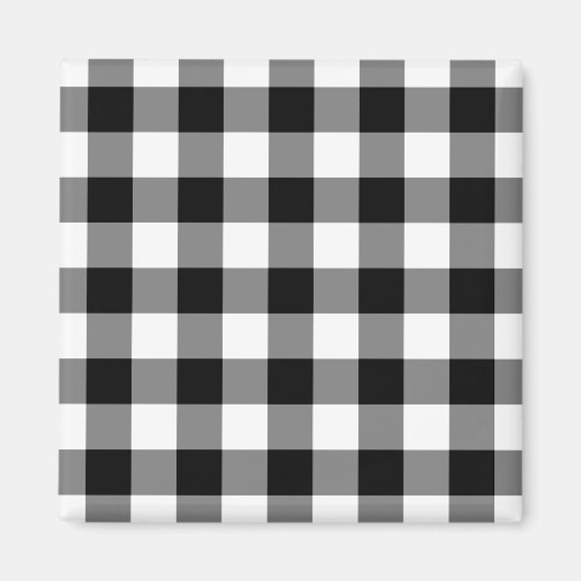 Schwarz-Weiß Gingham-Muster Magnet (Vorne)