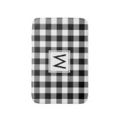 Schwarz-Weiß-Gingham-Muster mit Monogramm Badematte (Vorderseite Vertikal)