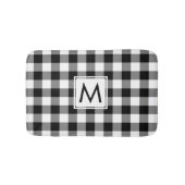 Schwarz-Weiß-Gingham-Muster mit Monogramm Badematte (Vorderseite)