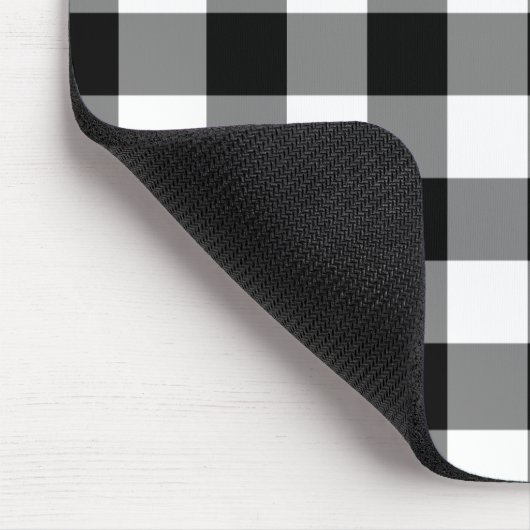 Schwarz-Weiß Gingham-Muster Mousepad (Ecke)