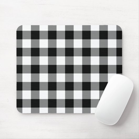 Schwarz-Weiß Gingham-Muster Mousepad (Mit Mouse)