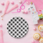 Schwarz-Weiß-Gingham-Muster, Picknick, BBQ Pappteller (Party)
