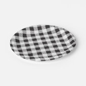 Schwarz-Weiß-Gingham-Muster, Picknick, BBQ Pappteller (Schrägansicht)