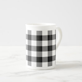 Schwarz-Weiß Gingham-Muster Porzellantasse