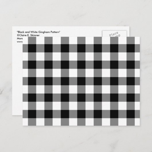 Schwarz-Weiß Gingham-Muster Postkarte (Vorne/Hinten)