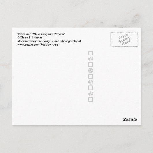 Schwarz-Weiß Gingham-Muster Postkarte (Rückseite)