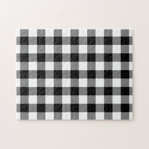 Schwarz-Weiß Gingham-Muster Puzzle