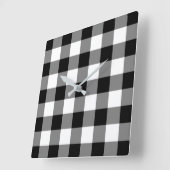 Schwarz-Weiß-Gingham-Muster Quadratische Wanduhr (Winkel)