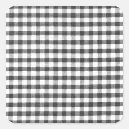 Schwarz-weiß Gingham-Muster Quadratischer Aufkleber (Vorderseite)
