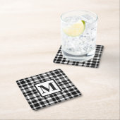 Schwarz-Weiß-Gingham-Muster Rechteckiger Pappuntersetzer (Vor Ort)