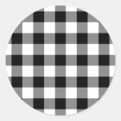 Schwarz-Weiß Gingham-Muster Runder Aufkleber (Vorderseite)