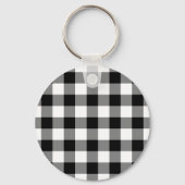 Schwarz-Weiß Gingham-Muster Schlüsselanhänger (Vorderseite)