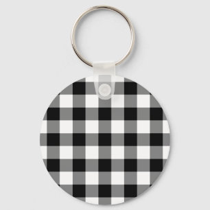Schwarz-Weiß-Gingham-Muster Schlüsselanhänger