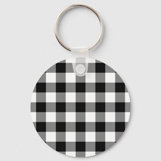 Schwarz-Weiß Gingham-Muster Schlüsselanhänger (Vorderseite)