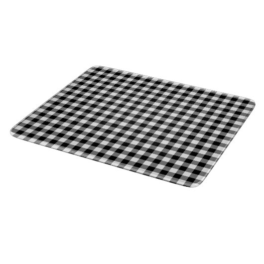 Schwarz-Weiß-Gingham-Muster Schneidebrett (Ecke)