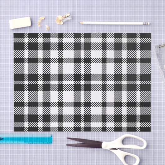 Schwarz-Weiß Gingham-Muster Seidenpapier (Handwerk)